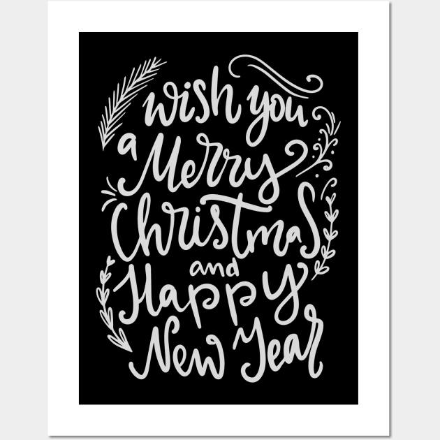 Wish you a merry christmas and happy new year Wall Art by Dress Wild